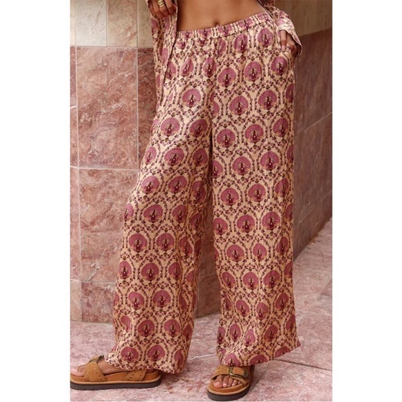 Spell Women's Multicolor Château 100% Linen Wide-Leg Pant In Grape
